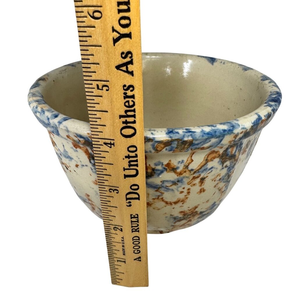 Redwing Spongeware Stoneware Bowl 6 inch Paneled Speckled 6" Crock Vintage F - Picture 9 of 12
